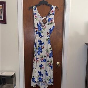 Forever 21 Floral Print Midi Dress - Blue and White